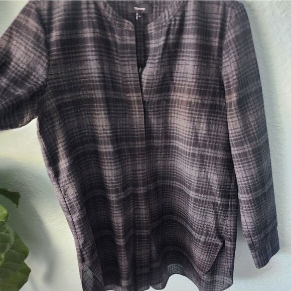Theory wool popover shirt Orvinio Avalon plaid checkered tunic side pockets - Picture 15 of 15